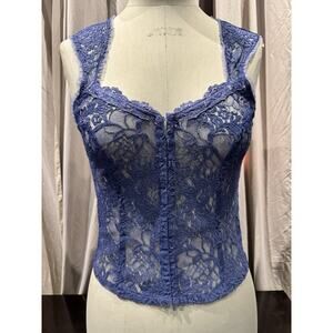 Vintage Ann Ferriday Netted Cotton Lace Hook N Eye Corset Top M/ L